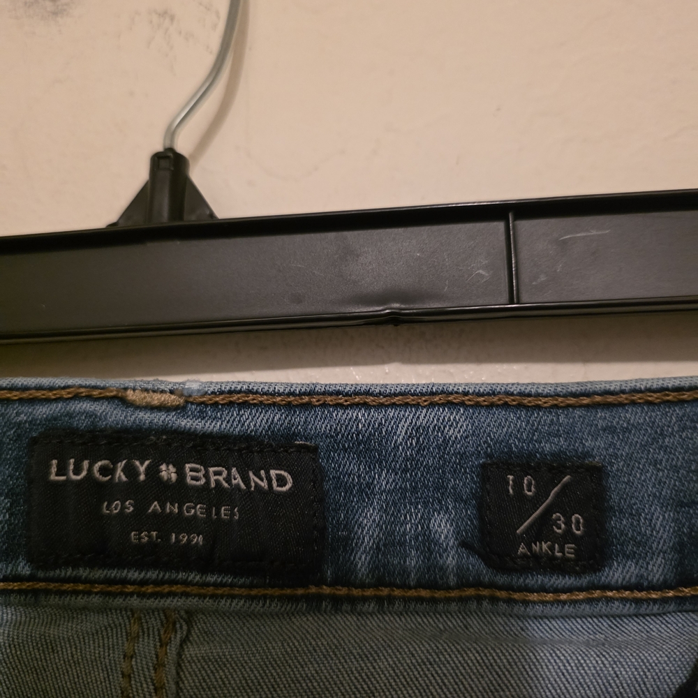 Lucky Brand MID RISE SUPER SKINNY AVA Light Blue Cropped Jeans size 10/30 A - Picture 9 of 10